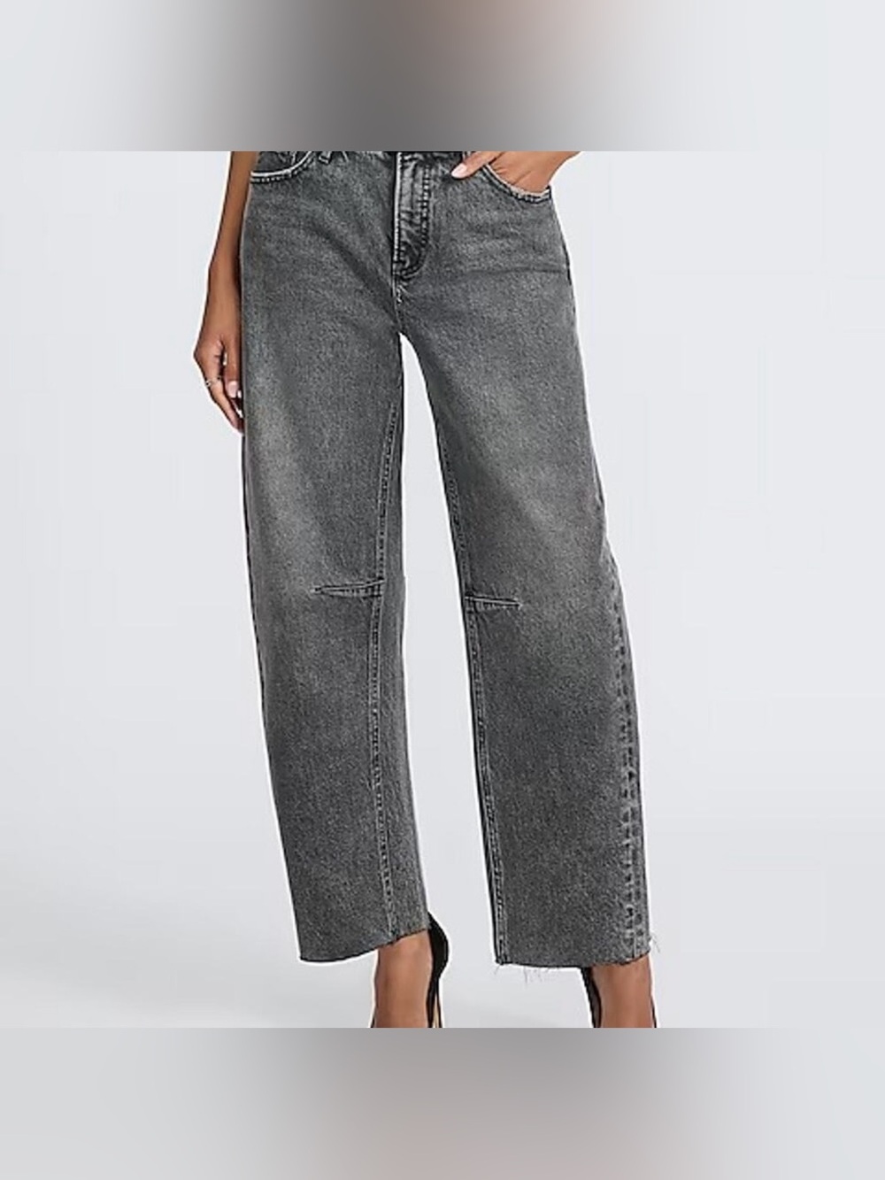 Express Wide-Leg Mid-Rise Jeans - Washed Black/Gray